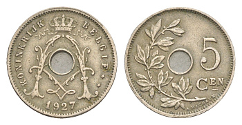 Бельгия 5 сантимов 1927 Belgie, Альберт I (1909-1934) KM 67 медно-никель 4169-144