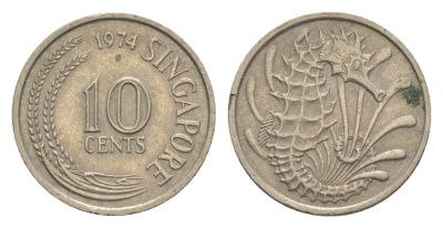 Сингапур 10 центов 1974 KM 3 медно-никель 4640-563