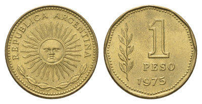 Аргентина 1 песо 1975 KM 69 алюминиевая бронза 4571-152