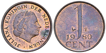 Нидерланды 1 цент 1980 Юлиана (1949-1980) KM 180 бронза UNC 220-514