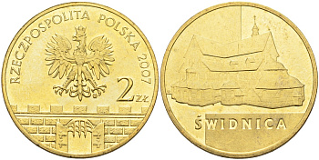 Польша 2 злотых 2007 MW, серия польские города, Свидница (Swidnica) KM 621 латунь 4586-1256