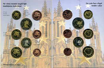 Литва набор из 8 монет 2004 европробники, в оригинальном картонном буклете, тираж 12500 экз. 5-6-3-43