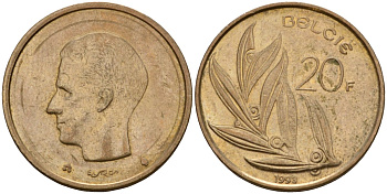 Бельгия 20 франков 1993 Belgie, Бодуэн I (1951-1993) KM 160 никель бронза 4599-226