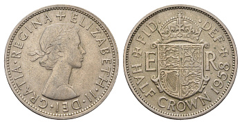 Великобритания 1/2 кроны 1958 Елизавета II (1952-2022) KM 907, Spink 4145 медно-никель 4692-441