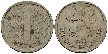 Финляндия 1 марка 1982 KM 49a медно-никель 4135-1116