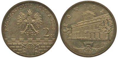 Польша 2 злотых 2008 серия города Польши, Лович KM 630 латунь 114-414