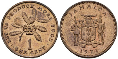 Ямайка 1 цент 1971 ФАО - Давайте производить больше еды KM 52 бронза  UNC   4402-246