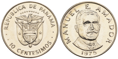 Панама 10 сентесимо 1975 Мануэль Амадор KM 36.1 медь плакированная медно-никелем  UNC  M15-04