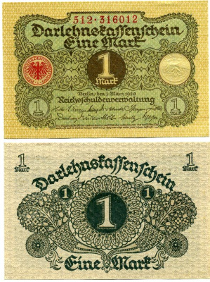 ГЕРМАНИЯ 1 МАРКА 1920 1 МАРТА 1920, ВЕЙМАРСКАЯ РЕСПУБЛИКА Pick 58 бумага аUNC 7548-64-3