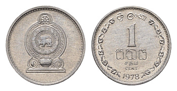 Шри-Ланка 1 цент 1978 KM 137 алюминий UNC 4643-623