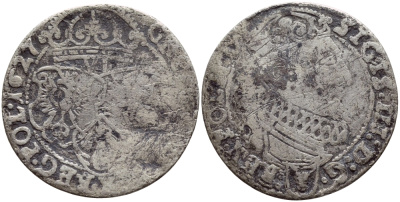 Польша 6 грошей 1627 Сигизмунд III Ваза (1587-1632) KM 42 серебро    1530-513