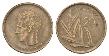 Бельгия 20 франков 1981 Belgique, Бодуэн I (1951-1993) KM 159 никель латунь 4704-1213
