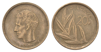 Бельгия 20 франков 1981 Belgique, Бодуэн I (1951-1993) KM 159 никель латунь 4704-1213