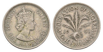 Нигерия 1 шиллинг 1961 KM 5 медно-никель 25-812