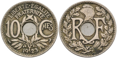 Франция 10 сантимов 1923 KM 866a, Le Franc 138.3 медно-никель 4143-922