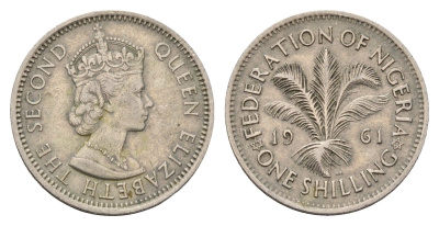 Нигерия 1 шиллинг 1961 KM 5 медно-никель 25-812