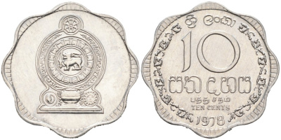 Шри-Ланка 10 центов 1978 KM 140 a алюминий 84-835