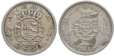 Португальская Ангола 2 1/2 эсукдо 1956 KM 77 медно-никель 4588-842