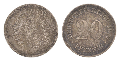 Германия 20 пфеннигов 1875 J.5 KM 5 серебро 4659-128