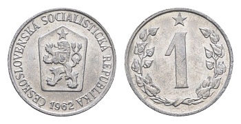 Чехословакия 1 геллер 1962 KM 51 алюминий UNC 4651-553