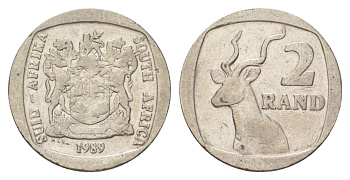 ЮАР 2 ранда 1989 KM 139 медь плакированная никелем 4626-944
