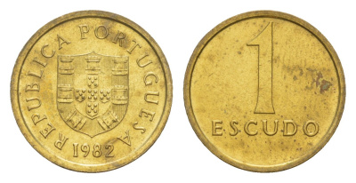 Португалия 1 эскудо 1982 KM 614 никель латунь 4651-821