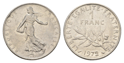 Франция 1 франк 1972 KM 925 никель 202-454
