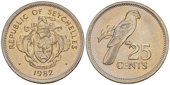 Сейшельские Острова 25 центов 1982 KM 49.1 медно-никель UNC 44-1056
