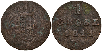 Польша 1 грош 1811 IS, Фридрих Август III (1806-1827) C 81 медь 4158-524