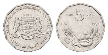 Сомали 5 центов 1976 год-тип KM 24 алюминий UNC 4679-125