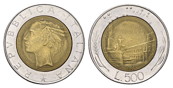 Италия 500 лир 1986 KM 111 биметалл 3856-121