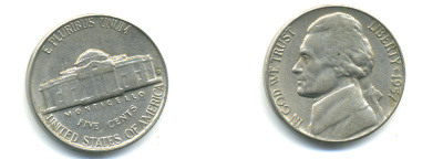 США 5 ЦЕНТОВ 1957 D, ДЖЕФФЕРСОН KM A192 медно-никель 89-435