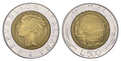 Италия 500 лир 1986 KM 111 биметалл 3856-121