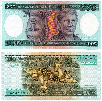 Бразилия 200 крузейро 1984 серия А 3607, подпись 21 Pick 199b бумага UNC (пресс) 8603-39-1-2