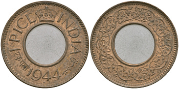 Британская Индия 1 пайс 1944 Георг VI (1936-1952) KM 533 бронза 33-1123