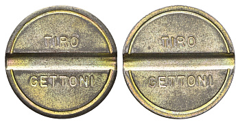 Италия жетон для игровых автоматов Tiro Gettoni диаметр 25,5 мм, вес 6,9 гр нержавеющая сталь 4670-615