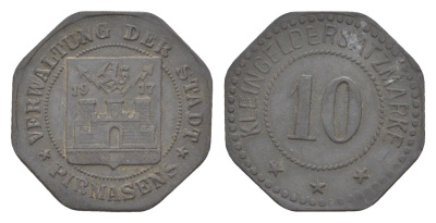 Пирмазенс 10 пфеннигов 1917 Funck 426.4, Men18 25724.4 цинк 4636-736