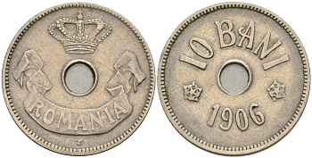 Румыния 10 бани 1906 J, Кароль I (1881-1914) KM 32 медно-никель 93-322