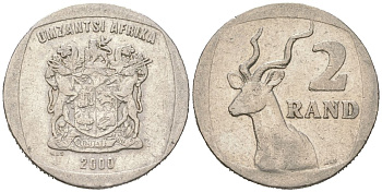 ЮАР 2 ранда 2000 KM 165 медь плакированная медно-никелем 4364-2017
