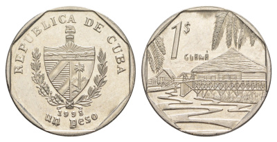 Куба 1 песо 1998 хижины Гуама KM 579 сталь плакированная никелем UNC 4648-1146