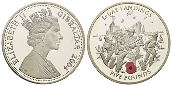 Гибралтар 5 фунтов 2004 Мост Пегас KM 1171 серебро PROOF 11-078-21