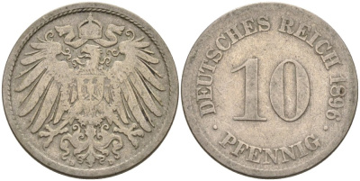 Германия 10 пфеннигов 1896 D KM 12, J. 13 медно-никель 4575-546