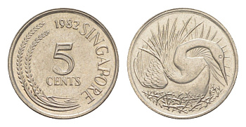 Сингапур 5 центов 1982 KM 2 медно-никель 4640-546