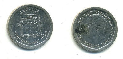 ЯМАЙКА 5 ДОЛЛАРОВ 1994 KM 163 сталь 4364-1044