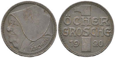 Аахен 10 пфеннигов = 1 грош 1920 Funck 1.5A, Men05 70.15, Men18 99.15 железо 4617-158