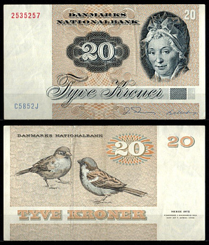 Дания 20 крон 1985 Pick 49 бумага 2198-14-1-1