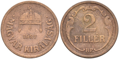 Венгрия 2 филлера 1937 BP KM 506 бронза 4115-1148