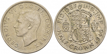 Великобритания 1/2 кроны 1948 Георг VI (1936-1952) KM 866, Spink 4101 медно-никель 4403-245