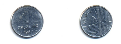 Бразилия 1 крузейро 1980 сахарный тростник KM 590 нержавеющая сталь aUNC 76-916