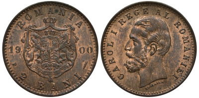 Румыния 2 бани 1900 В, Кароль I (1881-1914) KM 27 медь 441-111
